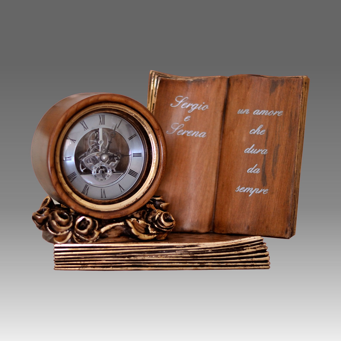 Mante Clock, Table Clock, Cimn Clock, Art.321/1 walnut - Westminster melody on rod gong, moon fase dial
